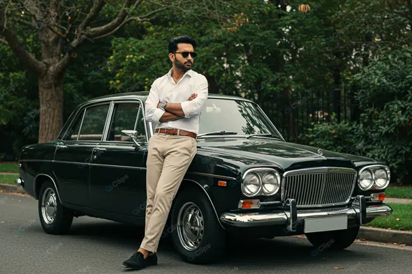 Vintage Elegance: Man and Classic Car