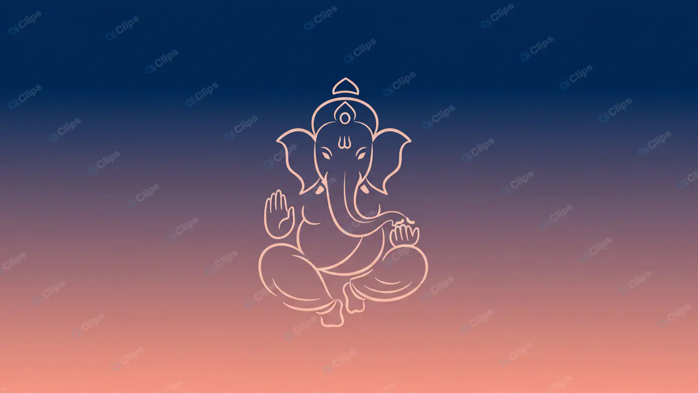 Ethereal Ganesha Line Art on Sunset Gradient