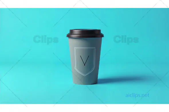 Custom Coffee Cup with Logo on Blue Background