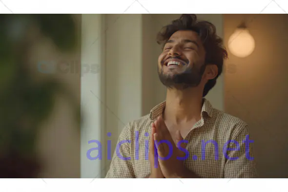 Joyful Man in Gratitude Pose