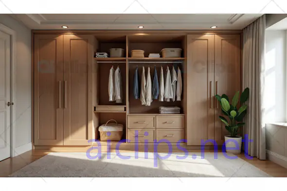 Organized Wooden Closet Interior