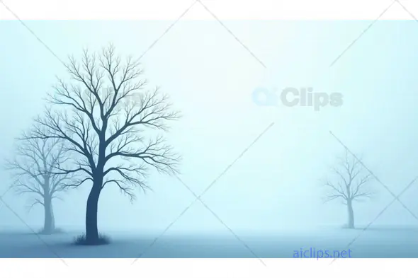 Misty Winter Trees in a Foggy Minimalist Landscape