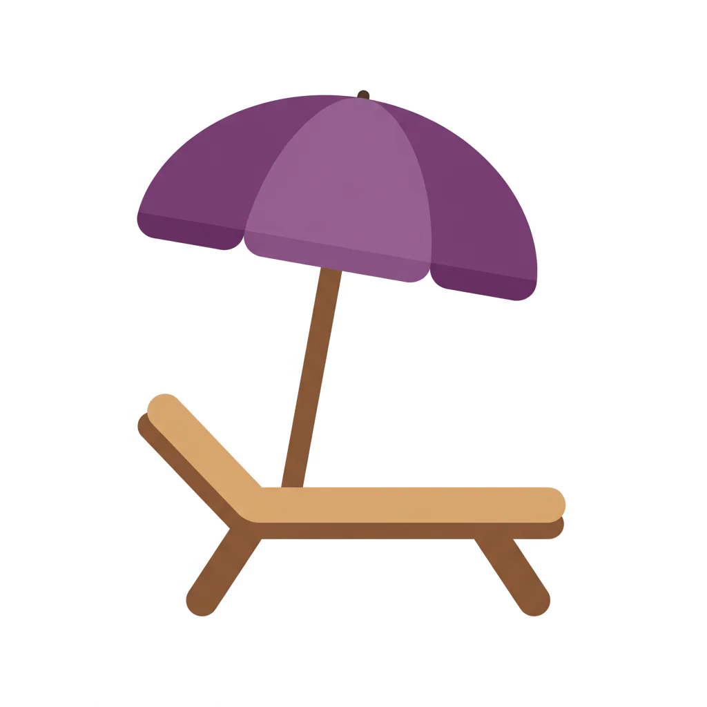 Beach Lounger with Purple Umbrella Icon