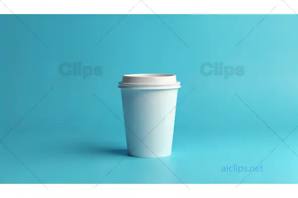 Minimalist Coffee Cup on Blue Background