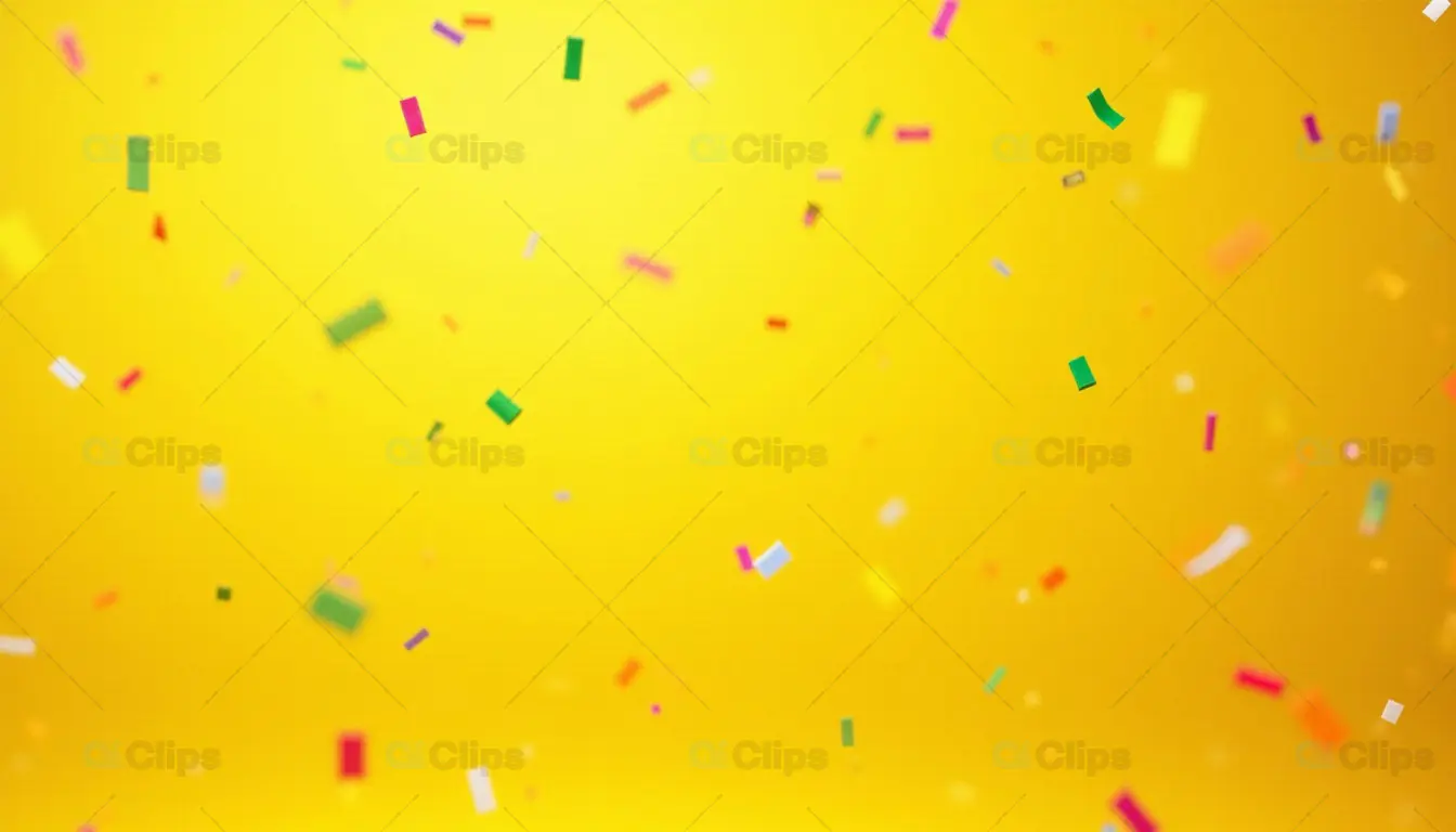 Colorful Confetti on Yellow Background