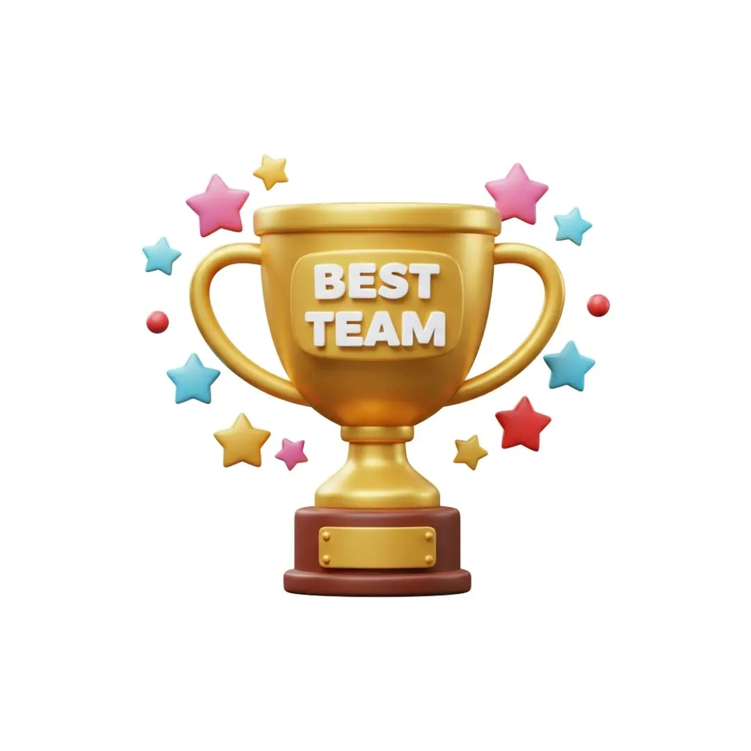 Golden trophy best team colorful stars award