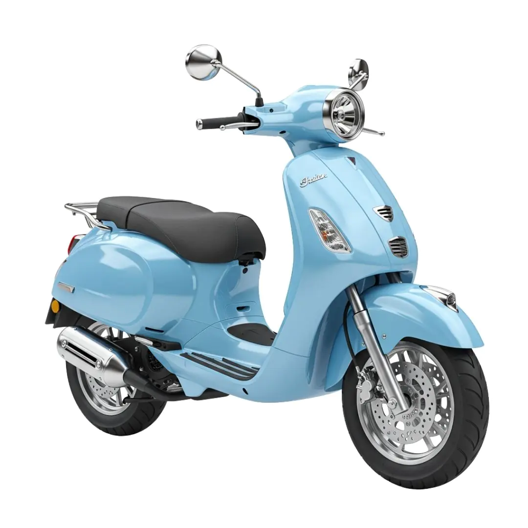 Stylish Light Blue Vespa Scooter PNG Clipart