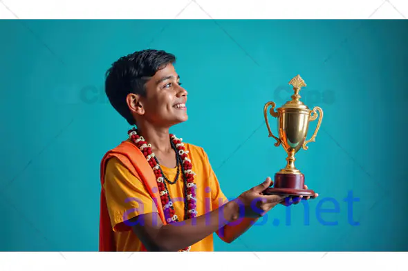 Smiling Boy Holding Trophy 1