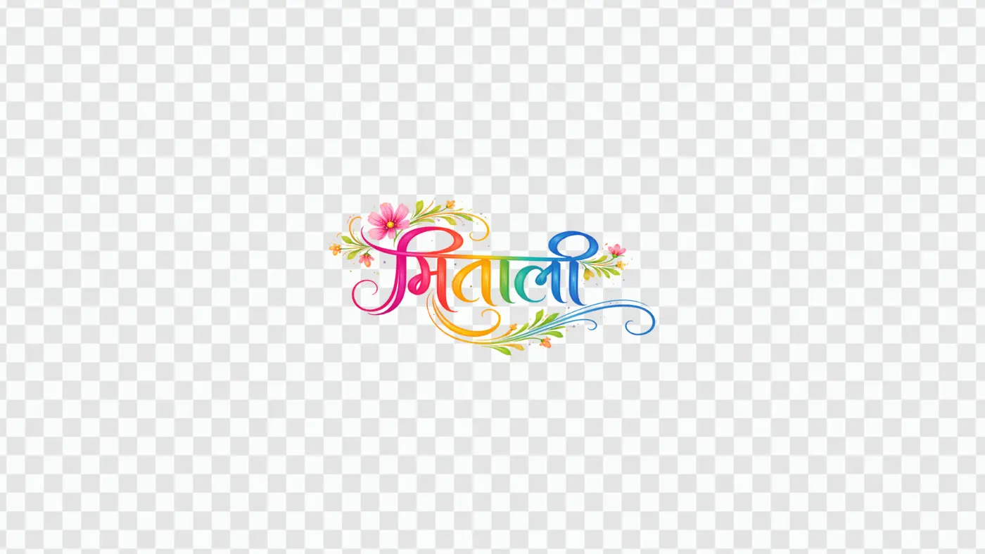 Artistic Mitali Hindi Calligraphy With Floral Clipart PNG