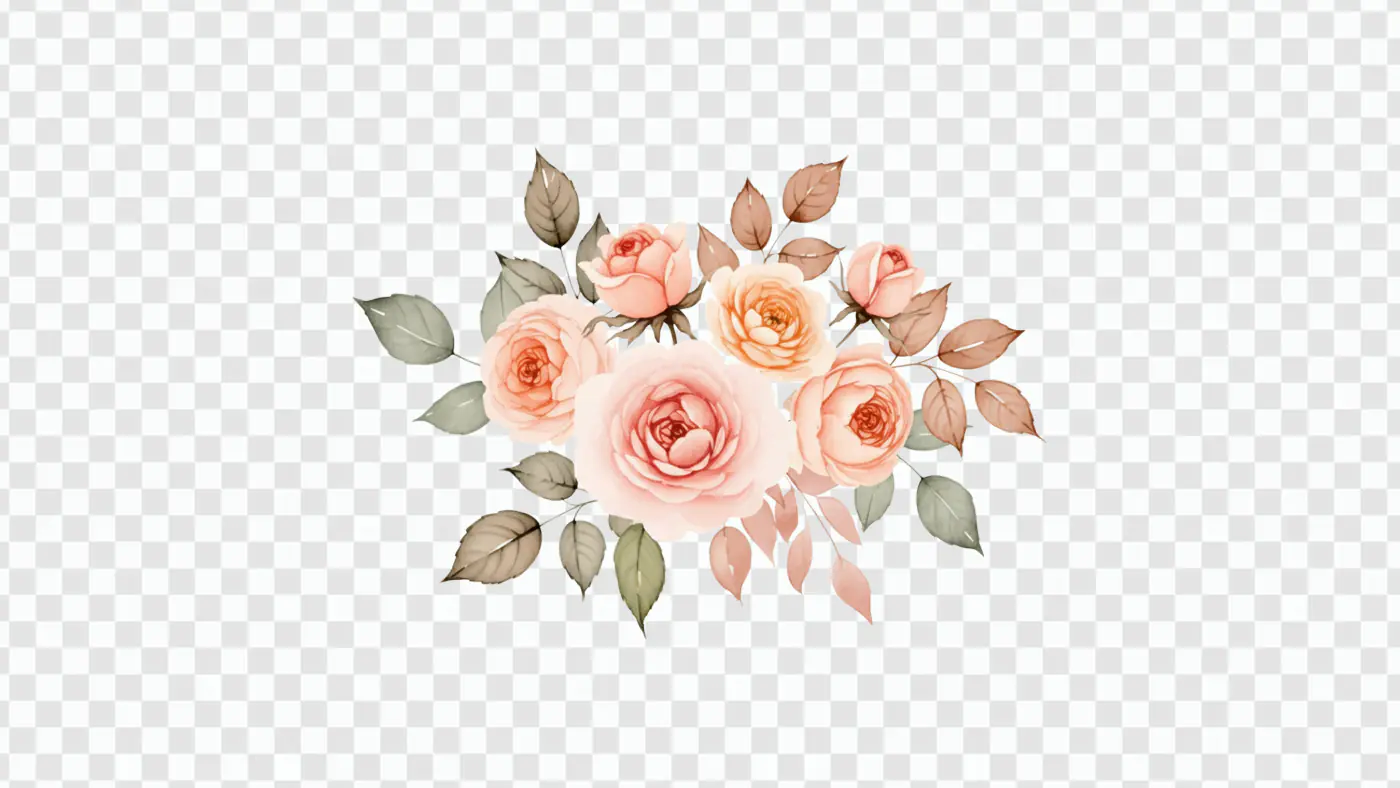 Pastel Pink Rose Cluster Watercolor Floral PNG