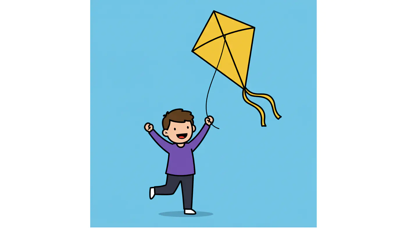 Joyful Kite Flying Vector
