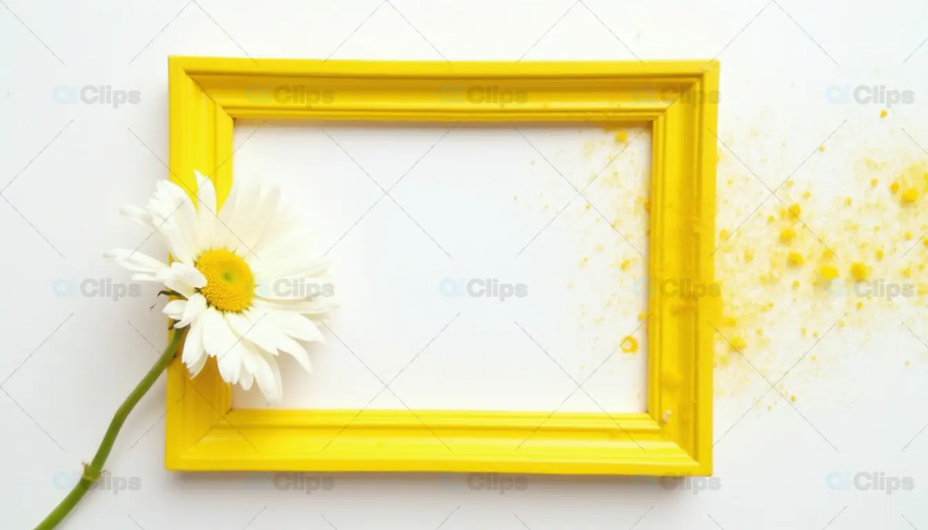 Yellow Frame with White Daisy