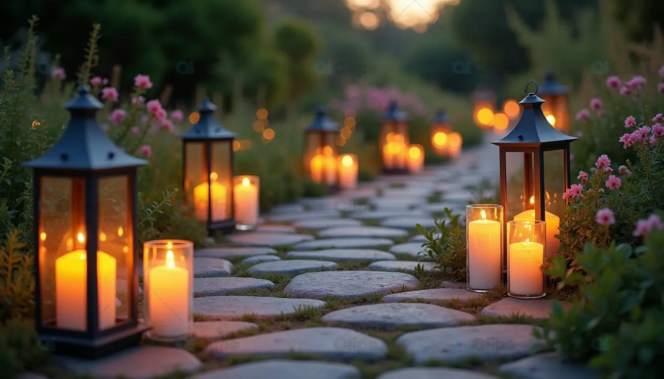 Candlelit Garden Path at Dusk