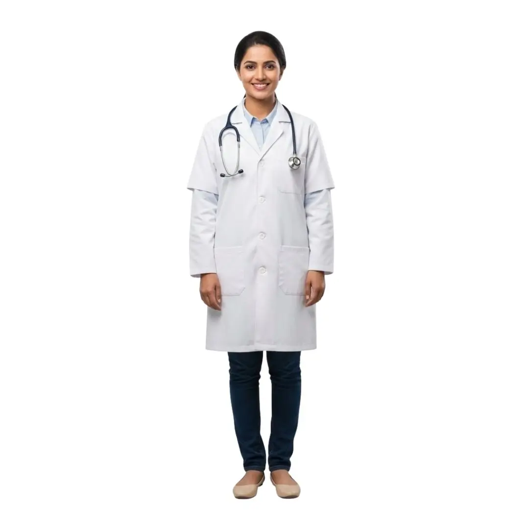 Professional Indian Female Physician Standing Full Length PNG