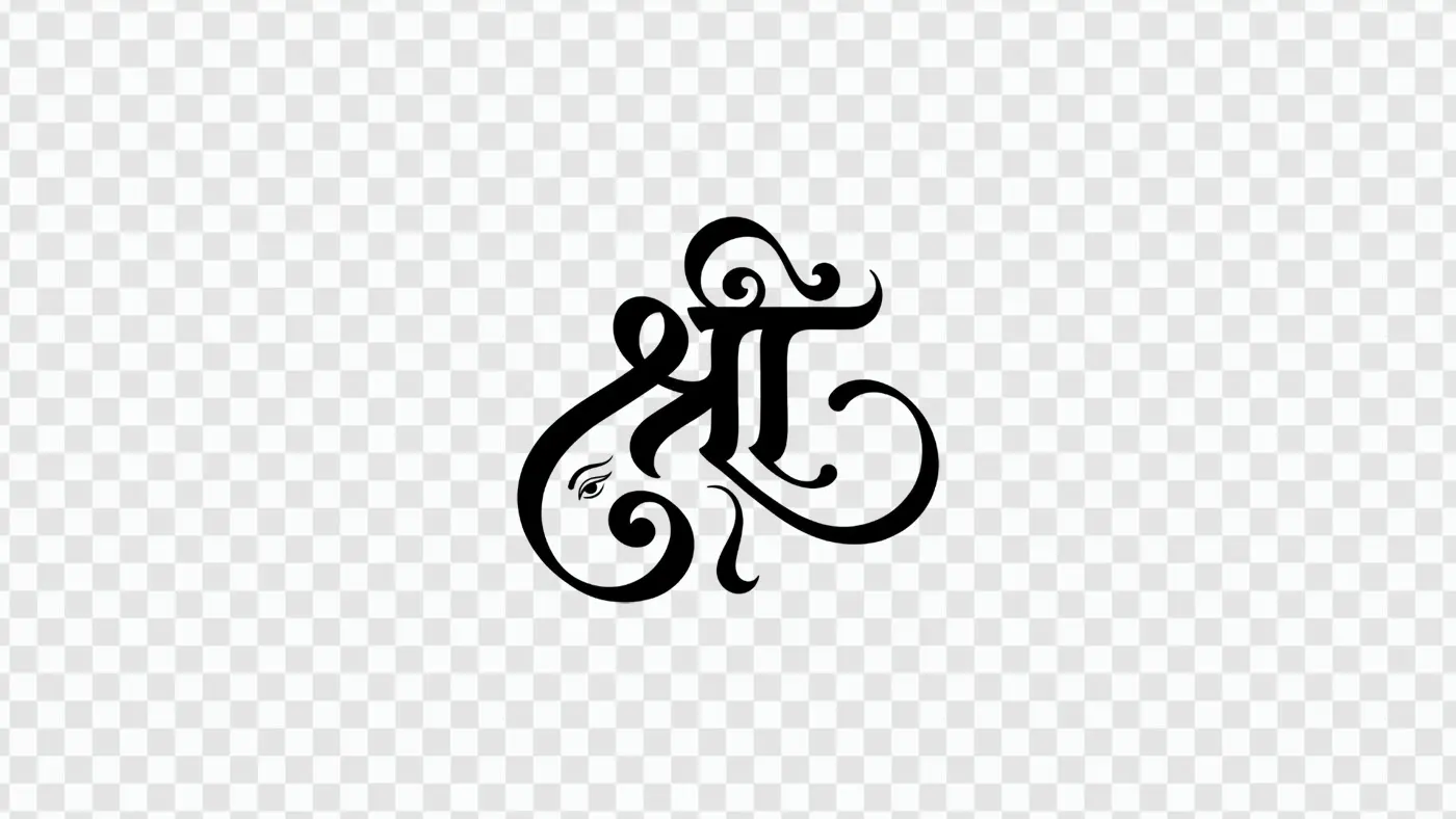 Creative Shree Ganesha Hindi Calligraphy Fusion Art PNG