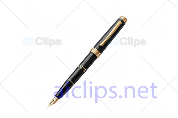 3D Luxury Black and Gold Fountain Pen Model