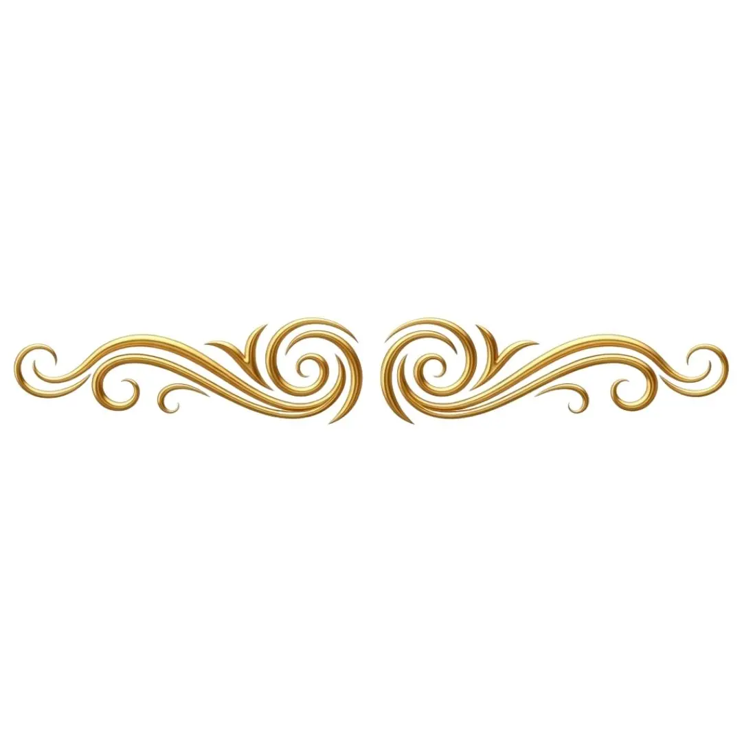 Elegant Gold Metallic Swirl Divider Ornament Clipart PNG