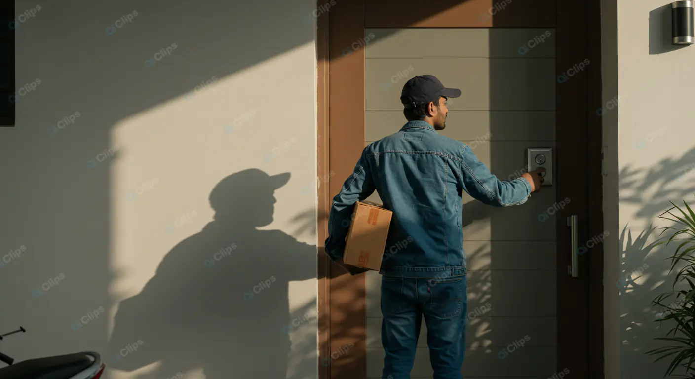 Delivery Courier Ringing Doorbell