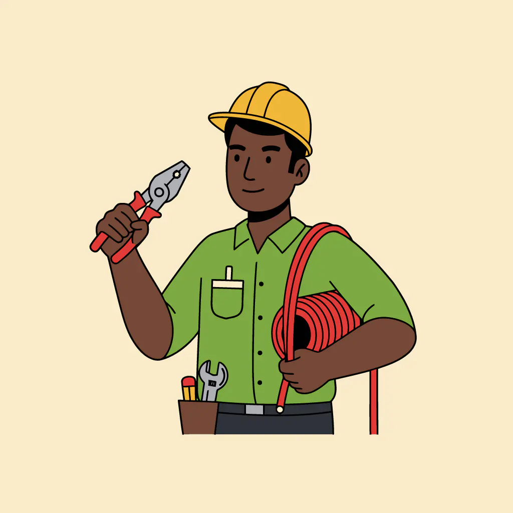 Cheerful Electrician Vector Illustration
