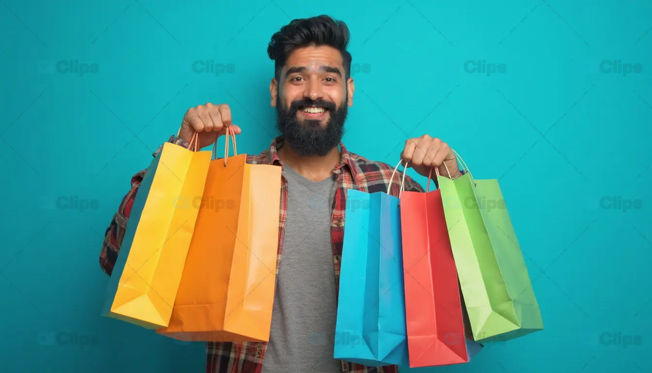 Happy Man with Shopping Bags
