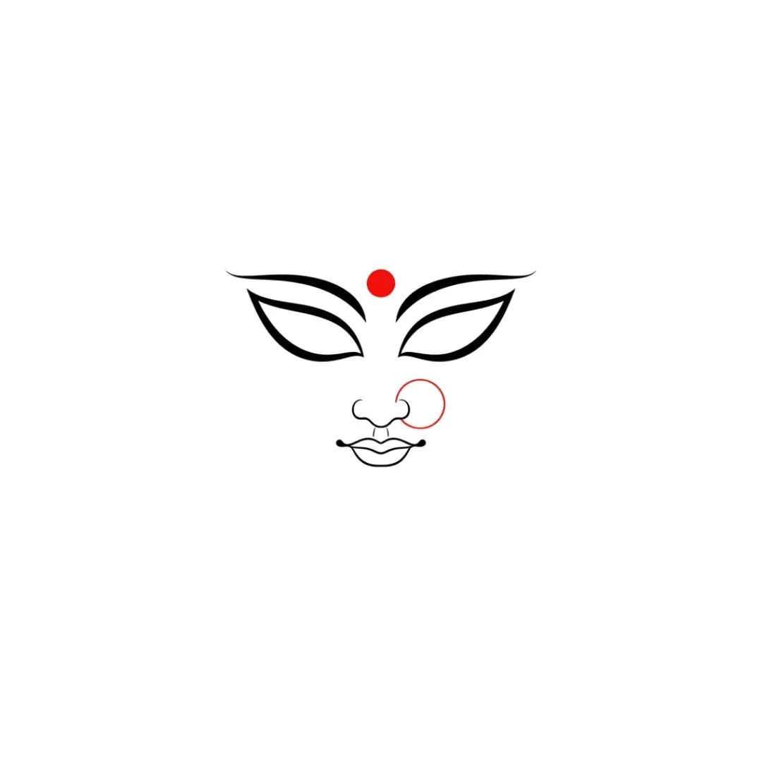 Minimalist Durga Face Design Spiritual Indian Goddess