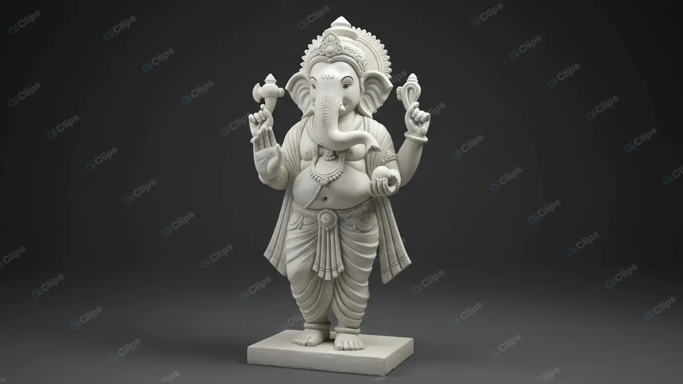 Elegant White Ganesha Sculpture