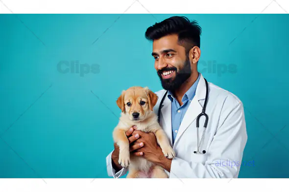 Veterinarian Holding Cute Puppy