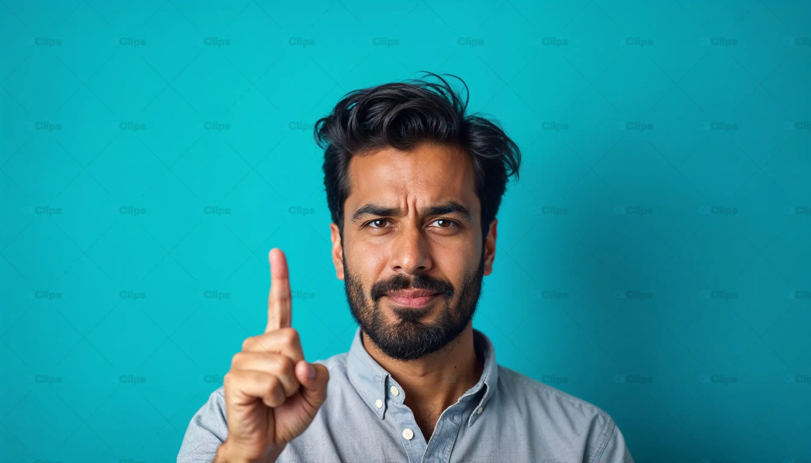 Man Pointing Finger Up