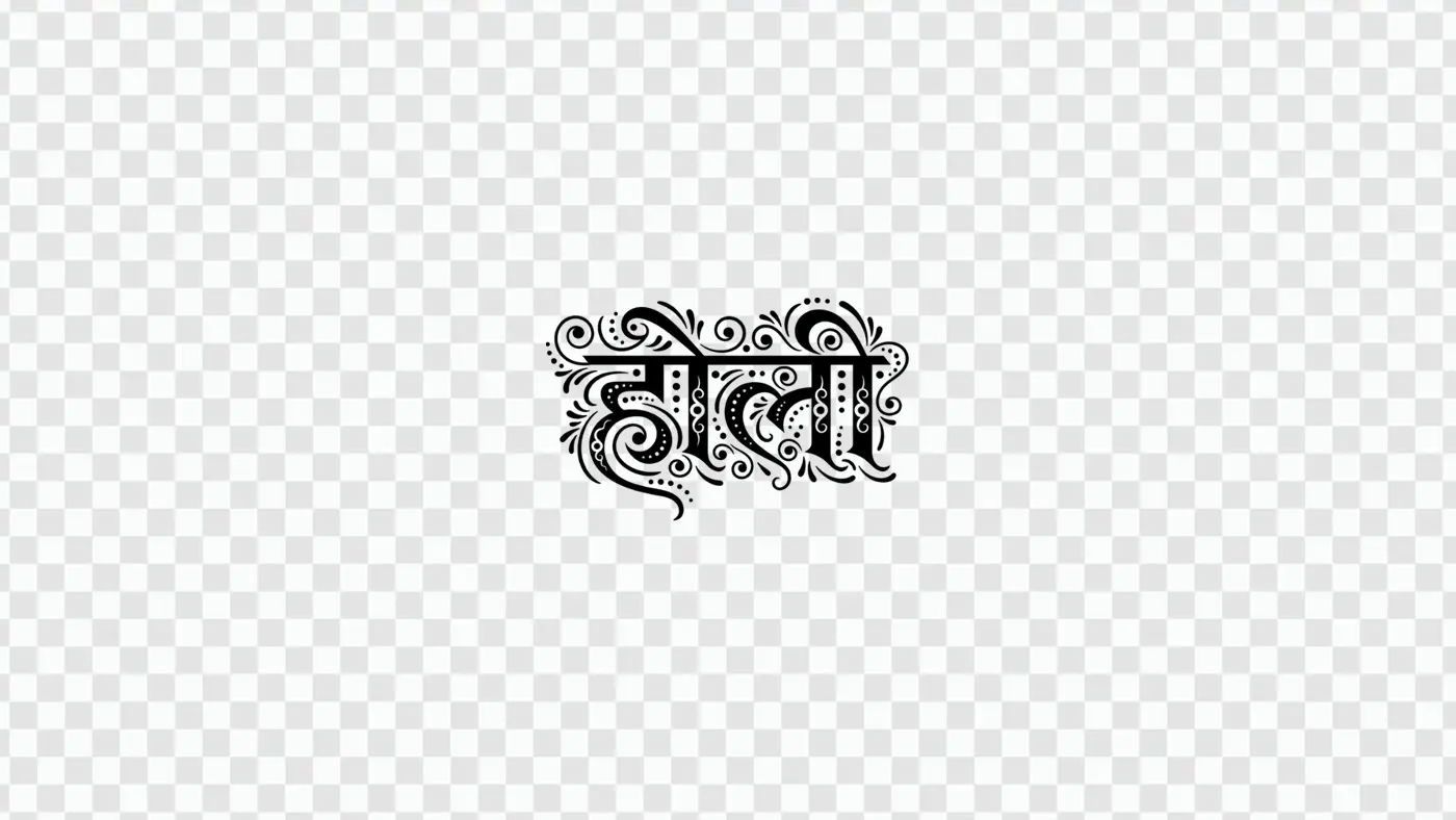 Holi Hindi Calligraphy Ornate Decorative Swirls PNG Clipart