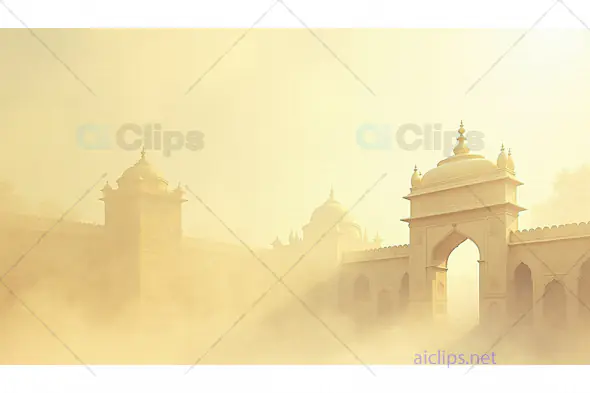 Golden Sunrise Over Indian Palace Entrance