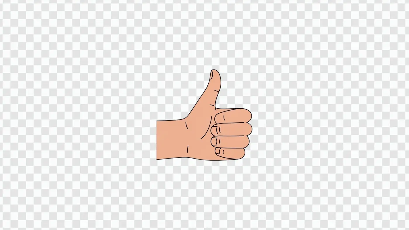 Illustrated Thumbs Up Hand Sign of Approval Clipart PNG