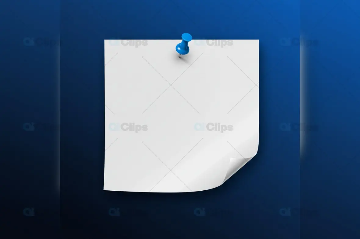Pinned White Paper Mockup on Blue Background