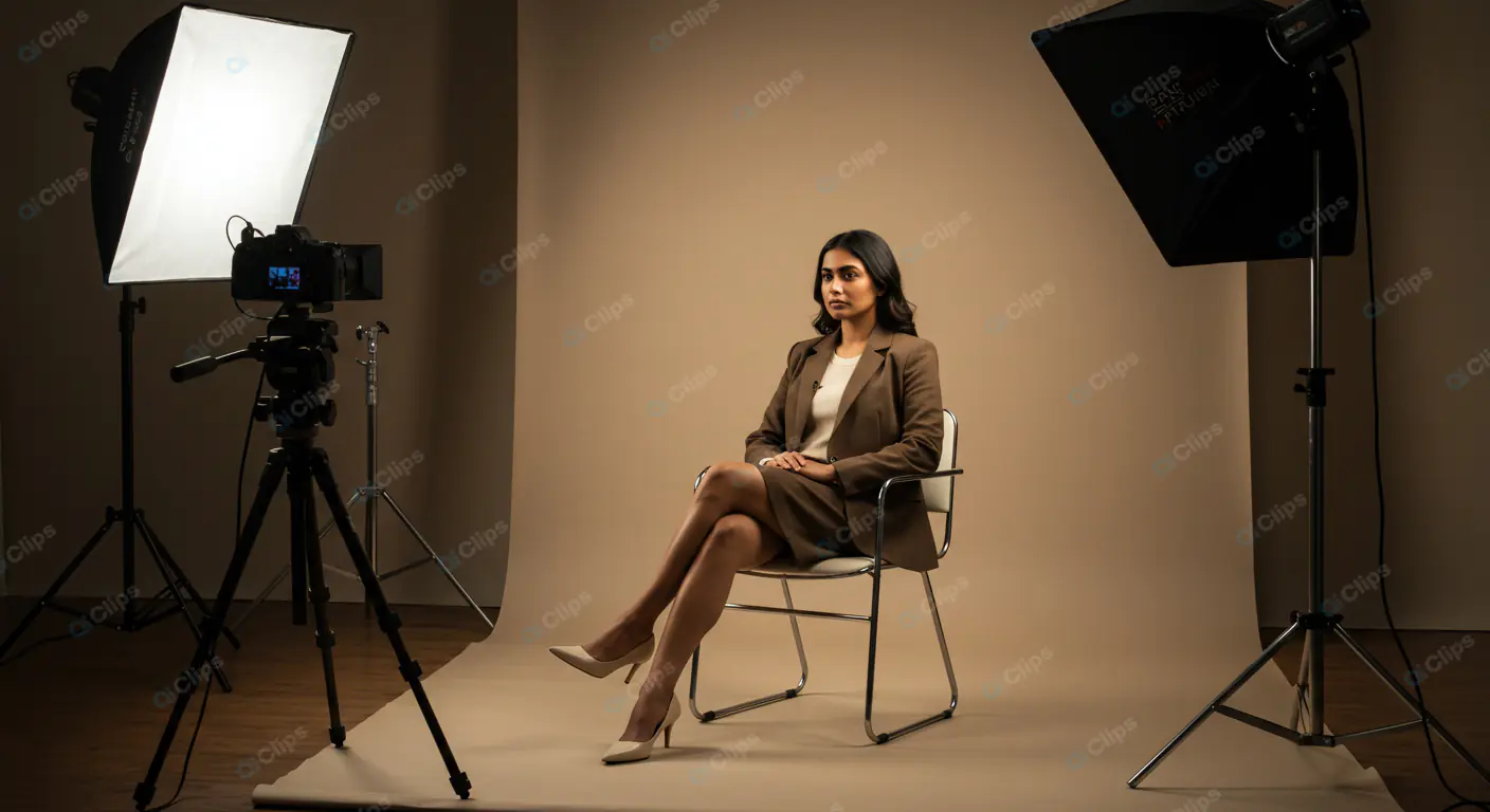 Professional Woman in Studio Interview Setup