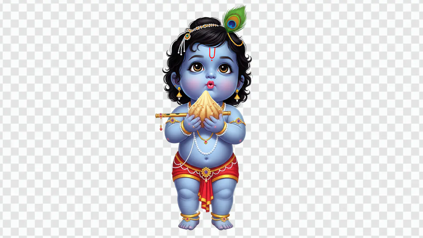 Adorable Baby Krishna with Butter PNG Clipart