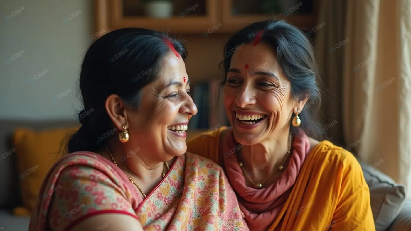 Joyful Friendship in Traditional Indian Attire