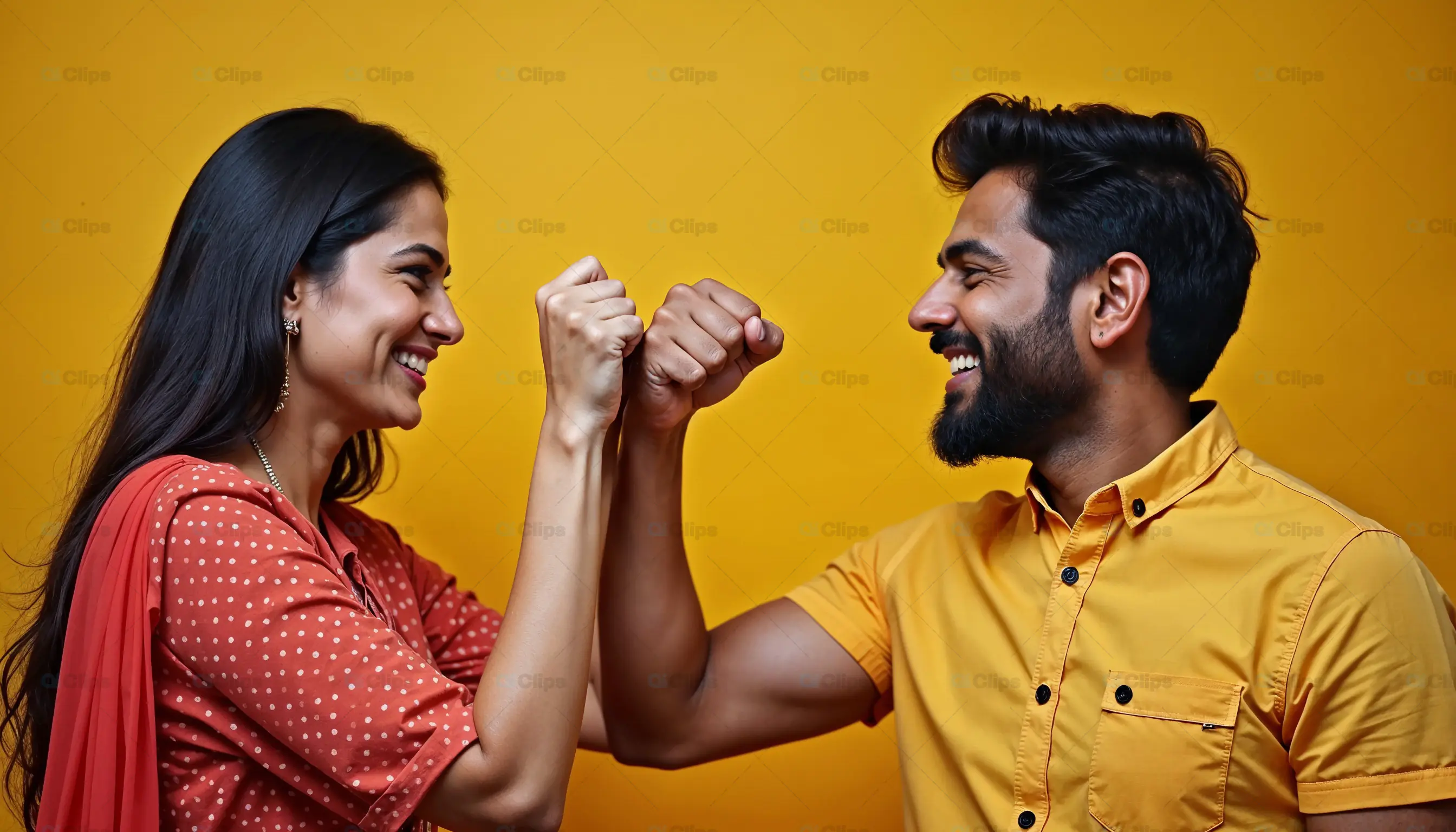 Couple Celebrating with Fist Bump