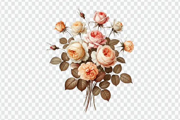 Pastel Vintage Rose Bouquet PNG Clipart