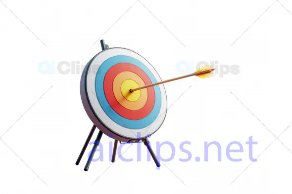 3D Archery Target with Arrow on Bullseye