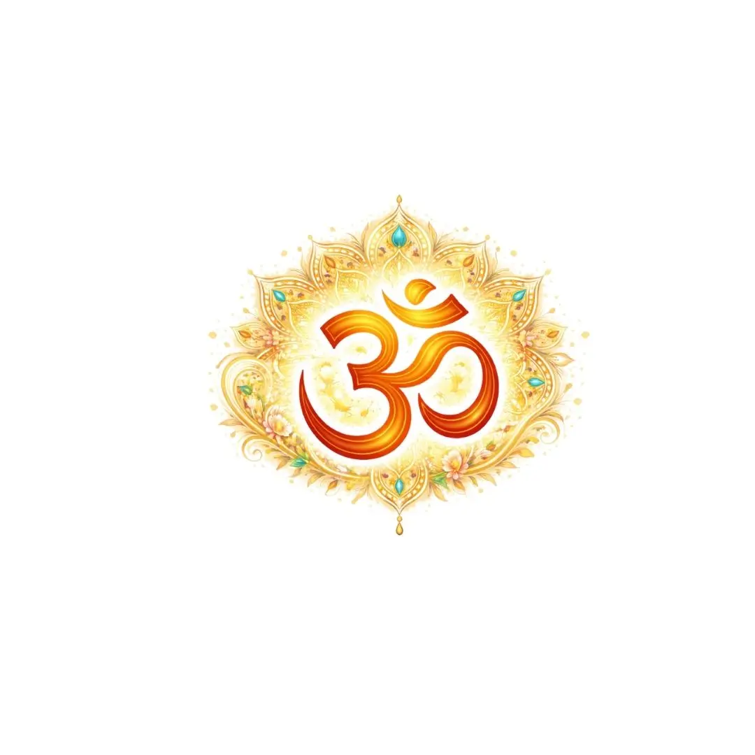 Artistic Hindu Om Symbol with Golden Mandala Clipart