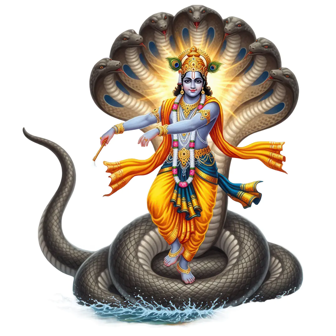 Majestic Vishnu Standing on Hooded Serpent PNG