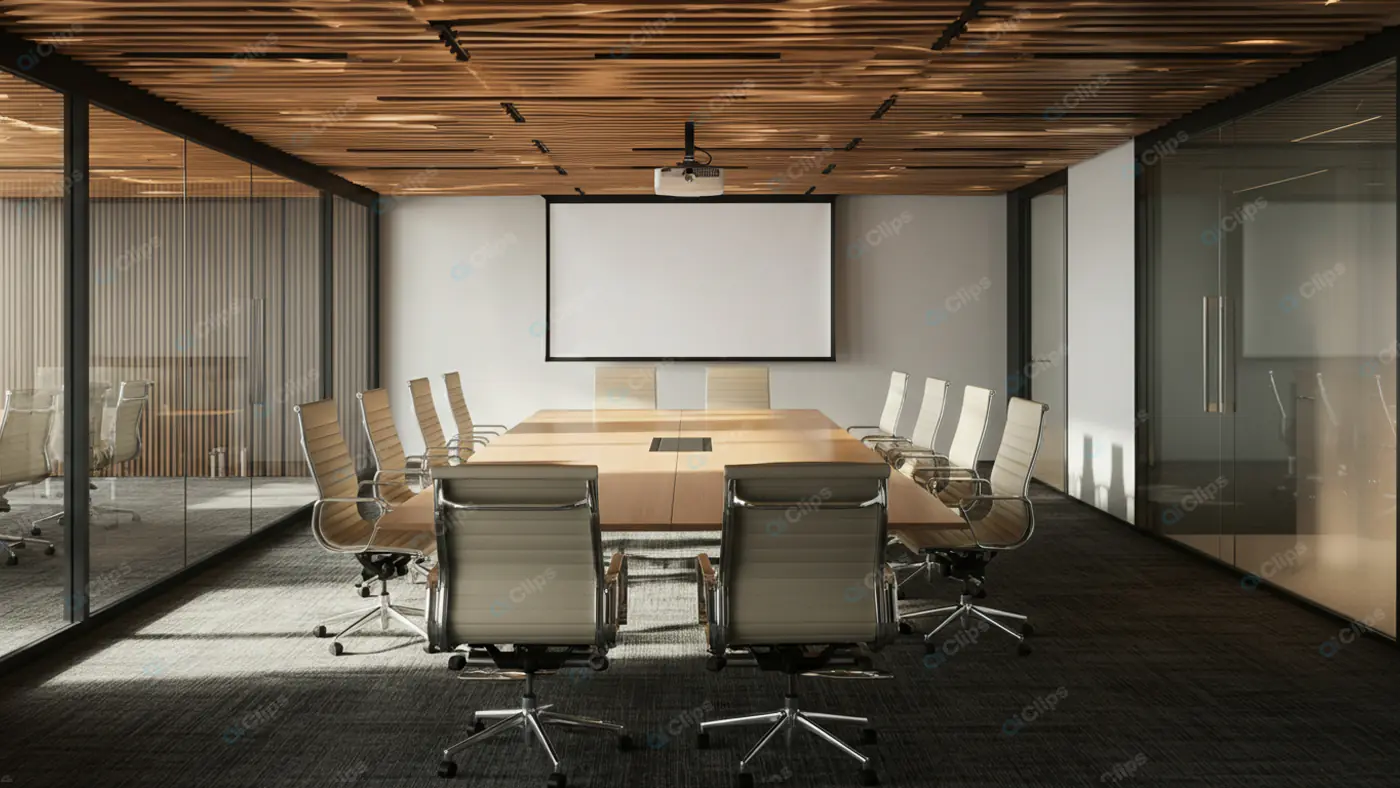 Modern Boardroom with Wooden Ceiling