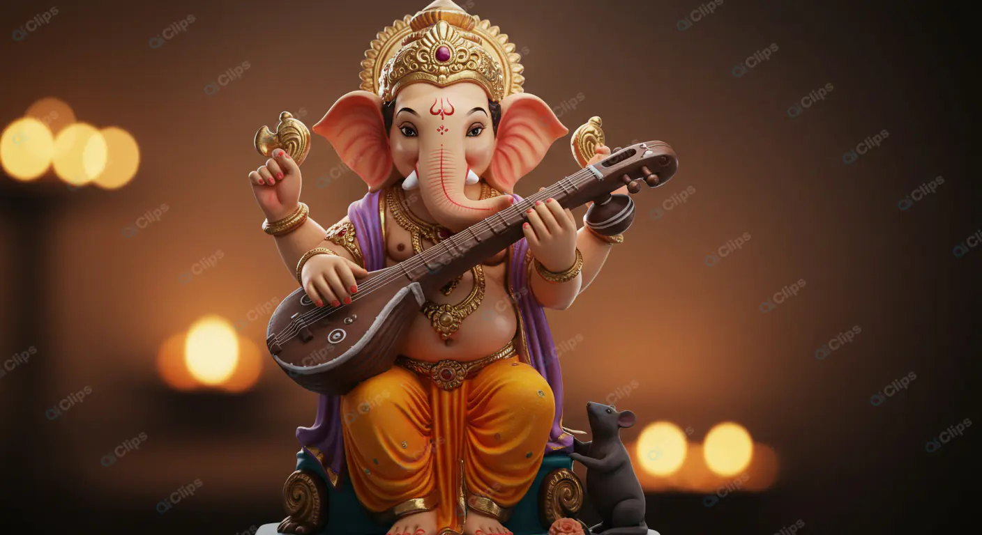Musical Ganesha Idol with Veena