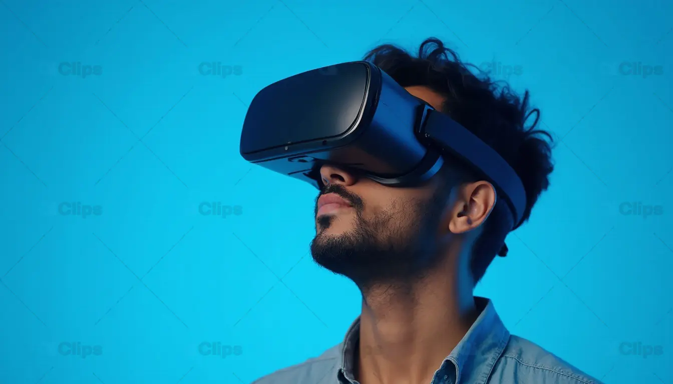 Man Using VR Headset in Immersive Experience
