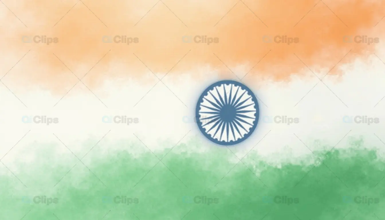 Artistic Watercolor Indian Flag with Ashoka Chakra