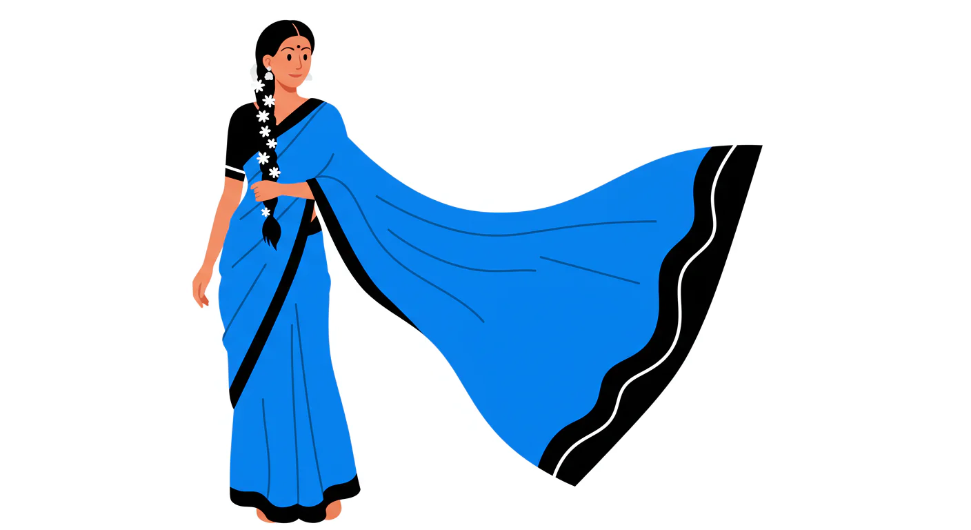 Elegant Blue Sari Vector