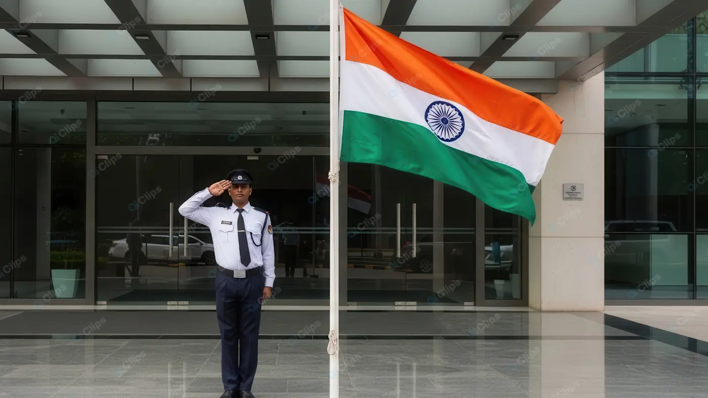Professional Guard Saluting the Indian Flag