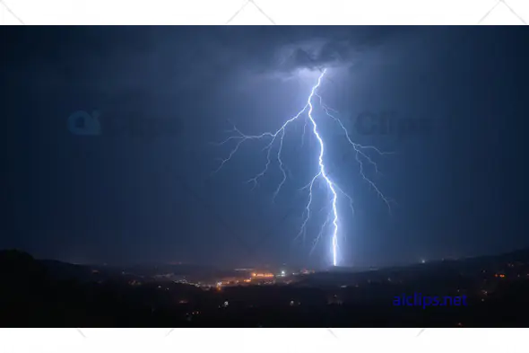 Lightning Strike Over Cityscape