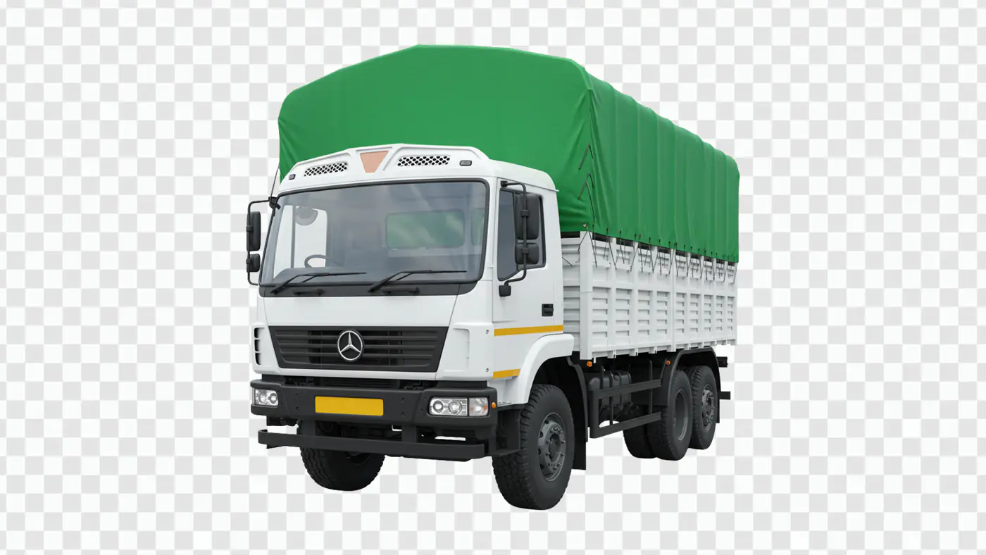 Mercedes-Benz Cargo Truck with Green Tarpaulin PNG