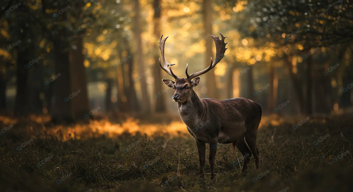 Majestic Stag in Golden Forest