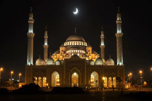 Mosque Under Moonlight